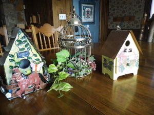 3 decorative hanging bird houses...