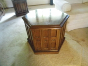 octagon shaped wooden end table...