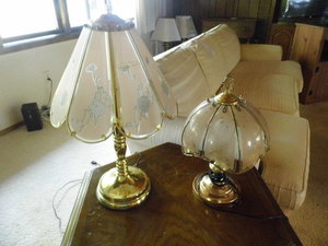 peach frosted glass touch lamp & fl...