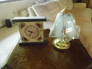 touch glass table lamp & wood water...