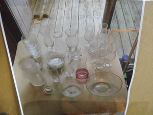 box of glass dishware...