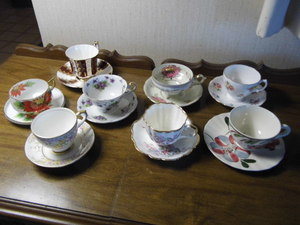 variety of china teacups & saucers,...
