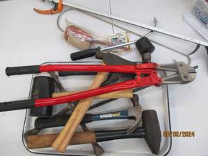 Assortment of hammers, rubber malle...