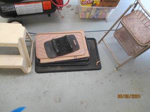Vintage Metal folding stool, plasti...