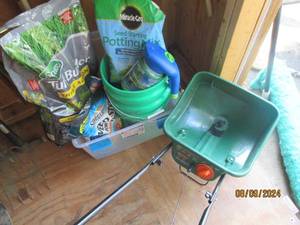 Lawncare spreader, Scotts turf builder, more