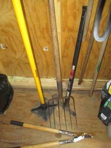 8 ground tamper, Husky 2.5lb cutting Mattock pitchfork and tree lopper