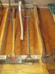 double and single sided axes with pitchfork