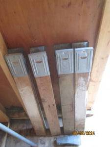 Set of (4) wooden saw horses and  log splitting axe head