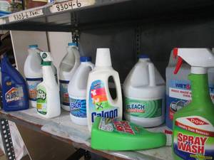 Lot of bleach and other cleaners...