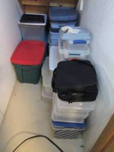 Collection of covered totes, 2 lapt...
