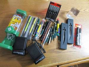 Pens, office supplies, M&M dispense...