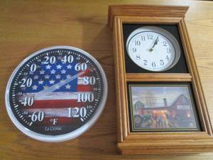 John Deere clock and patriotic ther...
