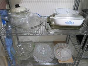 Punch bowls and glass kitchen ware...