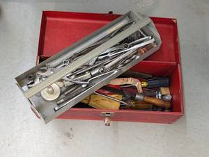 Red metal Kennedy toolbox containin...