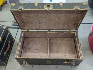 Gray Vintage footlocker storage tru...