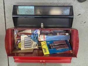 Red metal All American toolbox with...