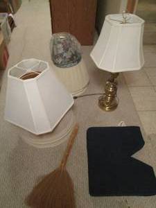 Lamp, lampshades, wall art and cush...