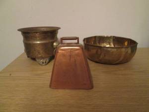 Copper and brass items...