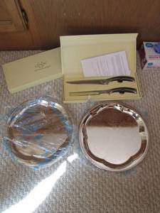 Lenox carving set and 2 nickel plat...