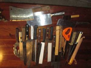 bin of various butcherfillet knive...