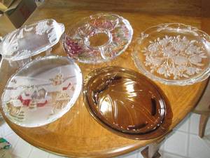 5 decorative glass serving trays...