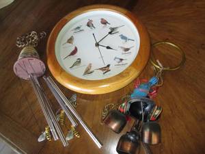2 wind chimes & bird clock makes bi...