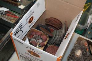 lot 108 image: Lot of (1 Box) Assorted Sanding  Grinding Wheels, Cut-Off Discs and Drums