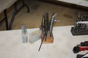 lot 127 image: Set of Hex Head Wrenches with Wood Base  Mini Nut Driver Set