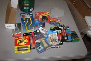 lot 158 image: Lot of (1 Can) Assorted Hooks, Bulbs, Alumaseal Radiator Sealer, AGS Kable-Ease Cable Lubricant, Lubricants and Accessories