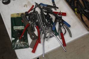 lot 213 image: Lot of  Assorted Retaining Ring Pliers and Misc. Hand Tools  Accessories