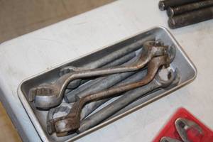 lot 246 image: Assorted Wrenches with Metal Tool Pan