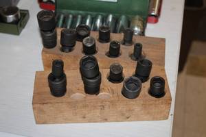 lot 277 image: Lot of (2) 38 Drive Adjustable Impact Sockets with Wooden Storage Bases