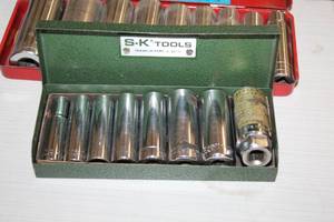lot 278 image: S-K Tools 38-drive Deep Socket Set 7-piece with Green Metal Case