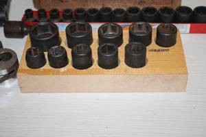 lot 281 image: Sears 12-drive Metric Impact Socket Set 10-piece with Wooden Storage Base