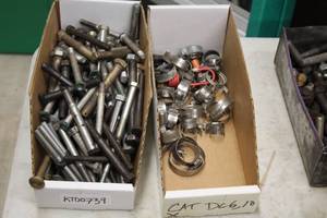 lot 336 image: Lot of (2 Boxes) Hardware - Assorted Nuts, Bolts, Hose Clamps and O-Clamps