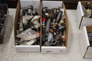 lot 340 image: Lot of (2 Boxes) Hardware - Assorted Connectors and Fittings