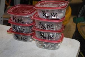 lot 350 image: Lot of (7 Tupperware Containers) Various Size Nuts - 12, 38, 58, 716, 516