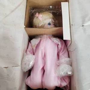 lot 46 image: Vintage Precious Moments God Bless Doll New Open Box