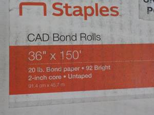 Staples CAD Bond Rolls 36x 150 ft 4 Rolls