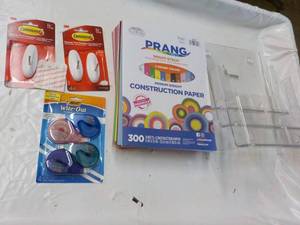 Construction Paper, Wite-Out, Command and Plastic Organizer