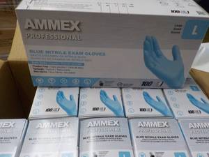 Ammex Size Large Blue Nitrile Gloves