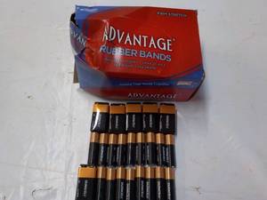Duracell 9V Double AA Batteries and Rubber Bands