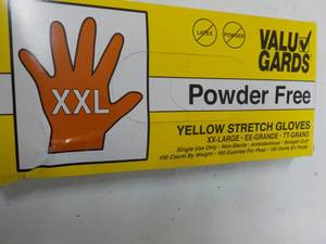 Valu Gards Yellow Stretch Gloves Powder Free size XXLarge Single Use