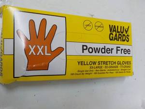 Valu Gards Yellow Stretch Gloves Powder Free size XXLarge Single Use