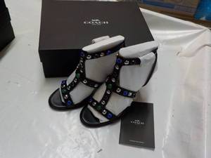 Coach Isabel Semi Matte Calf Black Dress Heels size 5 NEW