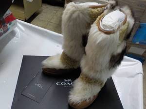 Coach size 7m Morton Calf Shearling Mix Saddle Natural Boots