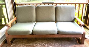 lot 27C image: Kingsley-Bate Patio Sofa, Loveseat and Table