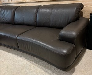 lot 2 image: Dark Brown Leather Sectional Sofa  Couch