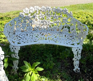 lot 12 image: Petite Cast Iron Bench and Chair
