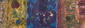 lot 19 image: Red Sun Monoprint by Bonnie Dolin